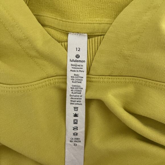 Lululemon All Yours Cropped Athletic Hoodie Womens Size 12 Yellow Athleisure‎ - Picture 3 of 7